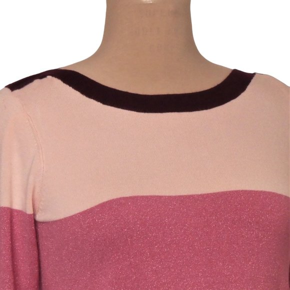 Ricki's Three Tone Pink / Burgundy/ Peach, boat neck Rayon blend sweate… - Picture 8 of 12